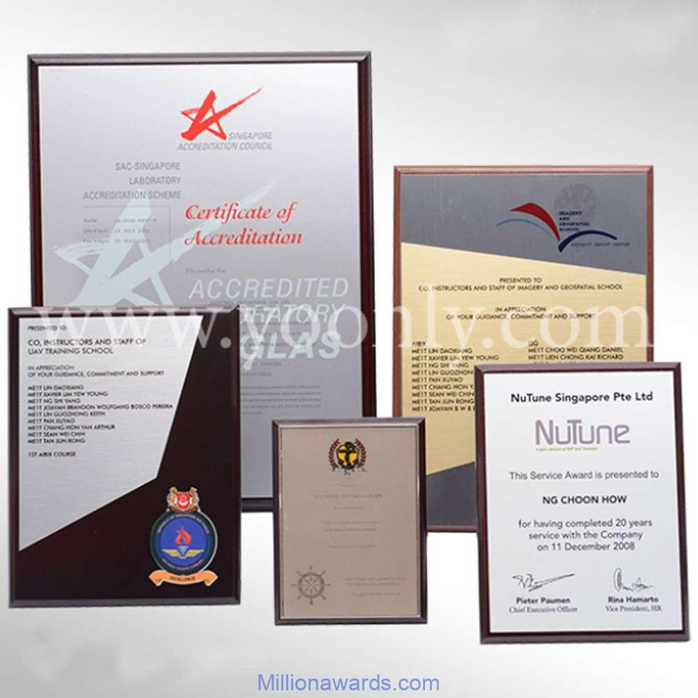 Plaque, certificate